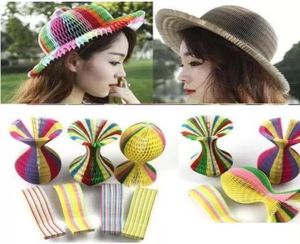 Magic Paper Vase Cap Variable Folding Paper Hat Creative Magic Vase Hats Travel Round Foldble Sunhat Party5784932