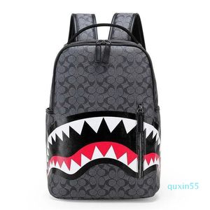 Backpack Travel Bag Fashion Lattice Backpack School School School School Capacity Shark Bag Street Trend Man