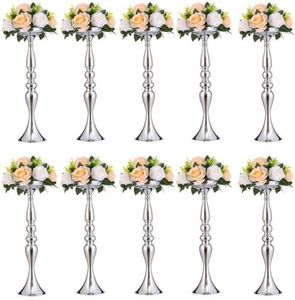 Mum tutucular 10pcs gümüş metal çiçek vazolar şamdan düğün masa centerpieces etkinlik yol kurşun parti stantları rack7133310