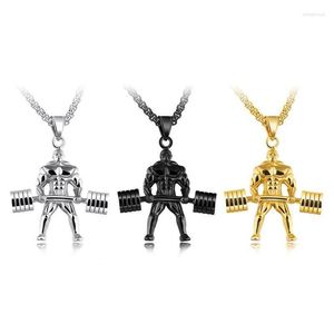 Jewelry Pendant Necklaces Exaggeration Herces Weight Lifting Necklace Mens Sports Stainless Steel Chain Punk Hip Hop Boys Fashion Jewe Dhl24