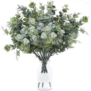 Flores decorativas de longa duração, buquês elegantes de eucalipto artificial, plantas deslumbrantes para peças centrais de casa