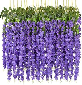 Decorative Flowers Wreaths 12 Pack Artificial Wisteria Vine Fake Hanging Garland Silk Long Bush String Home Party Weddin3549478