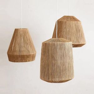 Pendant Lamps Japanese Retro Natural Rope Chandelier Modern Home Decoration Lights Bohemian Style Hanging