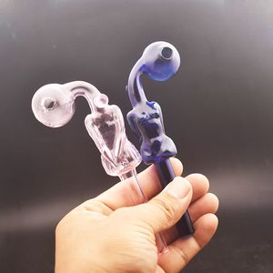 Beautiful girl smoking pipe dab tool 14cm Glass Pipes bong oil water pipes glass balancer smoking tobacco pipes Dab Straw Oil rig cheapest price