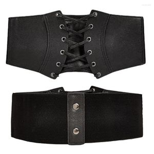 Belts Korean Style High Elasticity Women Belt Faux Leather Wide Lace-up Corset Clothes Accessories