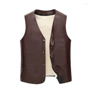 Gilet da uomo Gilet in vera pelle di vacchetta da uomo Cappotto invernale e autunnale in vera pelliccia di lana spessa e calda