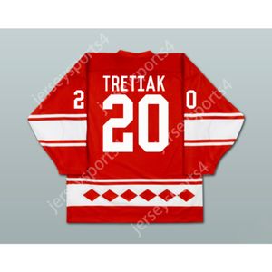 Custom Red 20 Vladislav Tretiak USSR CCCP Hockey Jersey New Top ED S-M-L-XL-XXL-3XL-4XL-5XL-6XL
