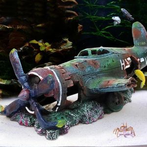 Decorations Fighter Fish Tank Decoration Resin Crafts Wreckage Hide Cave For Fish Shrimp Aquarium Landscaping Ornaments