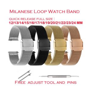 Watch Bands Mesh Band DW Milanese Pasp 12 13 14 15 16 17 18 19 20 21 22 23 24 mm mężczyzn Stalowe narzędzia 231124