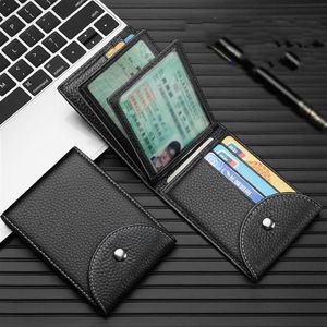 Cow Leather RFID Men Wallets حاملي بطاقة الائتمان محفظة رخصة قيادة مع محفظة جيب المشبك الذكور 225F323W