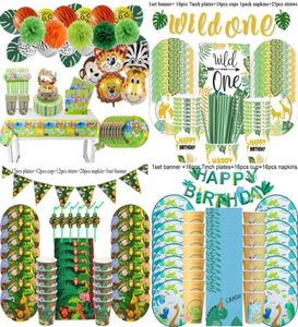 Jungle Birthday Party Decoration Disponible Tableware Set Jungle Animal Forest Friends Zoo Theme Supplies Baby Shower Safari 220301835031