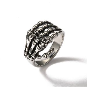 Hip Hop Eagle Claw Skull Ring For Men Women Vintage Silver Punk Gótico Anéis de Casal de Jóias de Casal de Jóias