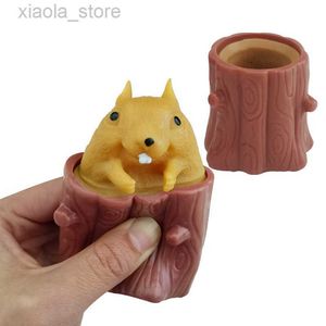 Decompression Toy Cute Animal Squirrel Squeeze Squirrel Vent Squirrel Cup Decompression Toy Stump Rubber Stake Fidget Toys Gift For Friends