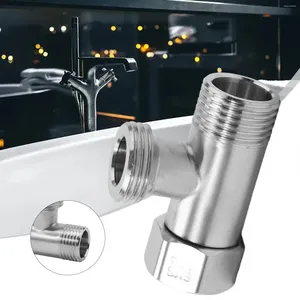 Kökskranar för badrum T -ventilavledare med tre öppningar som förbinder duscharm och hand 304 Rostfritt stålmaterial