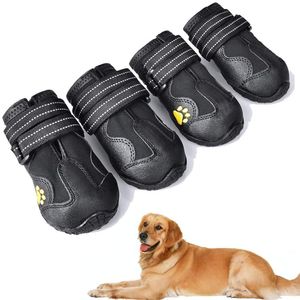 Schuhe Hundestiefel wasserdichte Hund Schuhe Hundestiefel mit reflektierender roter Antislip -Sohle und sleitsicherer Outdoor Large Dog Schuhe 4pcs