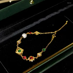 Link Bracelets 2023 "Monet's Garden" Original Design Pearl Hand Chain Retro French Premium Vintage Luxury Bracelet For Women And Girl Gift