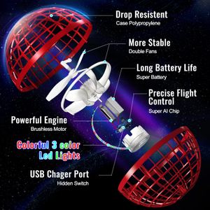 Novelty Games Flying Orb Ball 2022 Upgraded Toy 360°Rotating Boomerang Hover Magic Led Light Spinner With Endless Tricks Toys For 6 7 Amqop