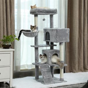 Arranhadores para gatos, torre moderna para gatos com cobertura total de sisal, postes para arranhar, condomínios de luxo e ninho de cápsula de grande espaço