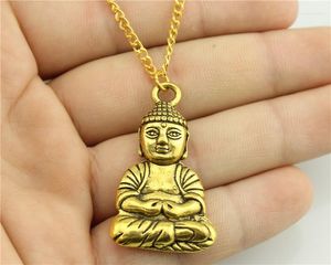 Hänghalsband wysiwyg 3 färger antik guldfärgbrons 39x23mm ensidig buddha halsband 70 cm kedja lång