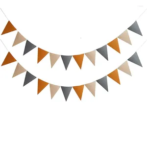 Party Decoration Brown Cafe Beige Rustic Wedding Decor Filt Pennant Banner Tyg Triangle Flag Streamer Woodland Bear Baby Shower Bunting