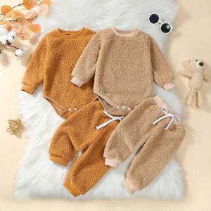 Clothing Sets Toddler Baby Winter Fall 2Pcs Pants Set Infant Long Sleeve Romper with Elastic Waist Pants Warm Children Tracksuits Outerwear