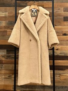 Women's Fur Faux Fur Solid Color Half-sleeved Teddy Bear Coat Women Mid-length Loose Thick Granular Alpaca Fur Woolen Coats Female Autumn Winter 231127