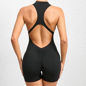Yoga Outfit Zipper Short Sporty Jumpsuit Woman Gym Clothing Lycra Fitness Overalls 2023 Workout Clothes For Women Activewear Sets