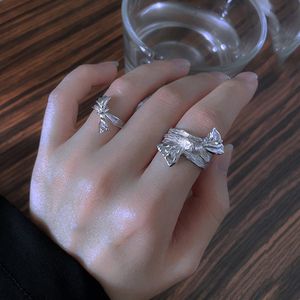 rings for women couple rings bow ring female students minority design cool wind irregular wrinkles advanced cool index finger mouth ring promise rings
