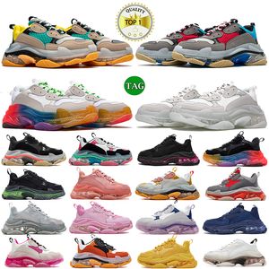 Triple S Clear Sole Casual Shoes Designer Män Kvinnor Old Dad Platform Sneakers Beige Green Yellow White Black Flou Shoe Fashion Luxury Bubble Bottom Crystal Trainers