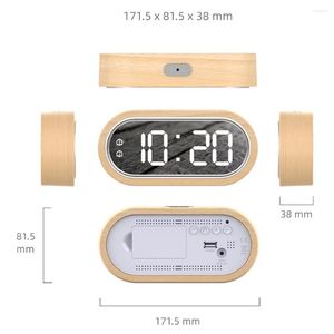 Väggklockor led väckarklocka trä digital inomhus temperatur dubbla larm snooze telefon USB laddare hem sovrum bord