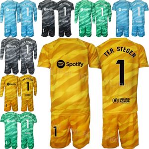 Club Team 23 24 GK Futebol 1 Marc-Andre Ter Stegen Jersey Set Homem Crianças Manga Longa 13 Inaki Pena 26 Ander Astralaga Antoni Ramallets Victor Valdes Camisa de Futebol BaSai