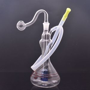 Wholesale Dab Rig Hookah Water Pipe 10mm Joint Glass Oil Burner Bong Matrix Birdcage Percolator Recycler Bongs with 10mm Male Oils Burners Pipe and Hose