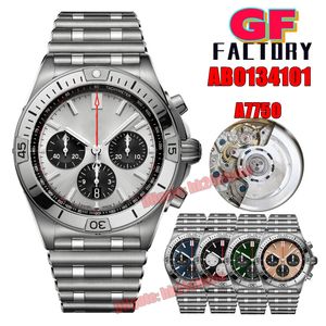 GF Factory Watches Chronomat 42mm Chronograph Automatic Eta7750 Mens Watch Silver Dial Stainless Steel Bracelet Gents Wristwatches