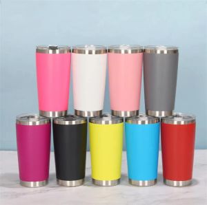 16 Colors 20oz Tumblers Stainless Steel Vacuum Insulated Double Wall Wine Glass Thermal Cup Coffee Beer Mug With Lids For Travel ZZ