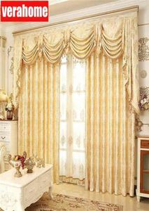 European Luxury Blackout Gold windows treatment Curtain for living room bedroom flower tulle valance 2109138342522