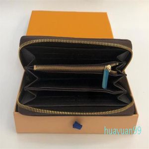 Новый модный длинный кошелек для мужчин и женщин на одной молнии из кожи с оранжевой коробкой для карточек 60017259n