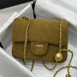Classic Flap Corduroy Women Shoulder Bag Gold Ball Diamond Lattice Quilted Adjustable Chain Luxury Handbag Cross Body Designer Bag Coin Purse Evening Clutch 17CM