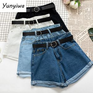 Kvinnors shorts matchar alla Sashes Casual Women Denim Crimping High midjen Slim Summer Jeans Feminino Chic Ladies Bottom 230426