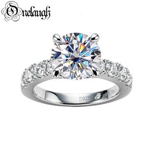 Solitaire Ring OneLaugh Real 3,5ct 9,5 mm D Färgbröllopsringar för kvinnor toppkvalitet 18K Guldpläterad 100% 925 Sterling Silver Jewery 230426