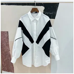 Camicie casual da uomo XS-6XL 2023 Uomo Abbigliamento donna Yamamoto Yoshi Style Moda Nero Bianco Camicia a maniche lunghe a contrasto Costumi taglie forti