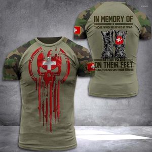 T-shirt da uomo T-shirt militare SVIZZERA T-shirt estiva girocollo manica corta Camicia con stampa veterani svizzeri Top casual T-shirt oversize