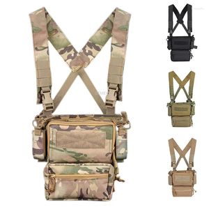 Hunting Jackets Tactical Chest Vest Detachable Triple Pouches Shooting Mag Pouch Molle Outdoor Wargame Accessories Bag