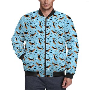 Men's Jackets Dog Print Autumn Animal Beagles Street Style Casual Coats Male Waterproof Outerwear Windbreak Graphic Big Size Jacket