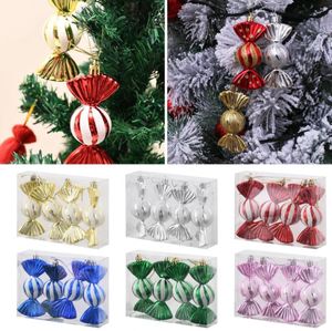 Christmas Tree DIY Decor Ornaments 4pcs/box Painted Plating Candy Train Christmas Pendant for New Year Home Decoration Navidad