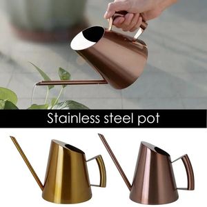 Sprayers European Gardening Watering Can With Long Mouth Pot Stainless Steel 400/900/1500ml Household Shower Pot Gold Copper Watering Can 231127