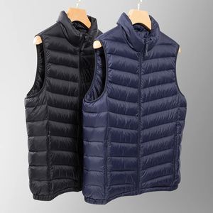 Mens Down Parkas Winter Mens White Duck Down Stand Collar Vest Fashion Casual Windproof Warme Sleeveless Jacket Brand Male Clothing Black Navy 231127