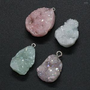 Collane con ciondolo 1 pz Pietra naturale Druzy Agate di cristallo Per le donne Regali Collana Bracciale Orecchino Creazione di gioielli Dimensioni fai da te 20x25-23x30mm