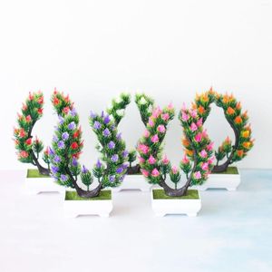Decorative Flowers Artificial Bonsai Tree Plants For Farmhouse Home Office Decor Small Faux Greenery House Decoration Potted