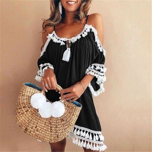 Casual Dresses Cotton Women Dress Halter Summer Elegant Fashion LOOSE Beach Short Midi Sexy Skirt Female Clothing Vintage Robe