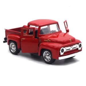 Diecast Model 1 32 Red Metal Truck Toy Vintage Mini Desktop Dekoracja Dzieci Dzieci S Rok Bożego Narodzenia Prezenty Home Office 231124